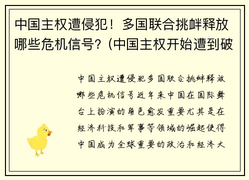 中国主权遭侵犯！多国联合挑衅释放哪些危机信号？(中国主权开始遭到破坏的先后顺序)